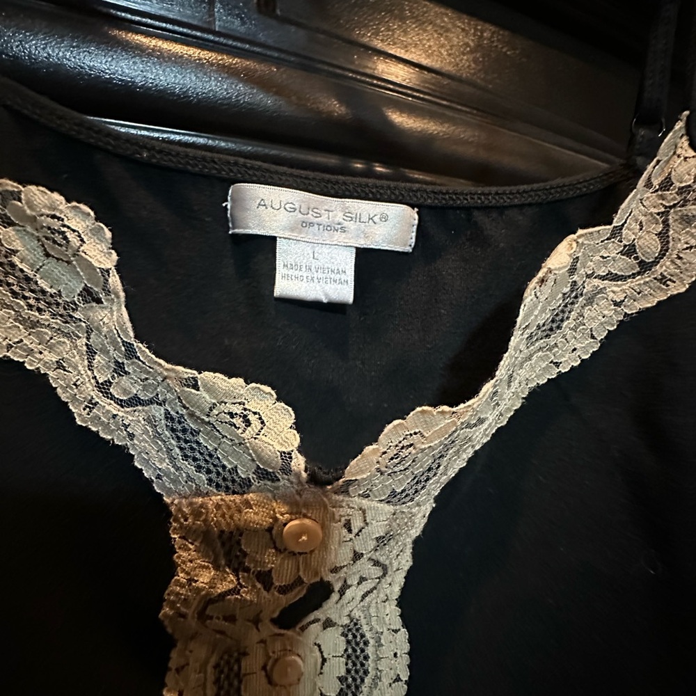 august silk Black Camisole with Cream Lace Trim - Picture 4 of 4